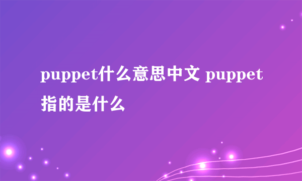 puppet什么意思中文 puppet指的是什么