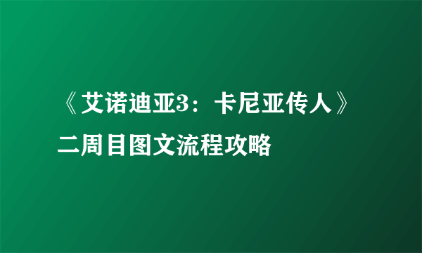 《艾诺迪亚3：卡尼亚传人》二周目图文流程攻略